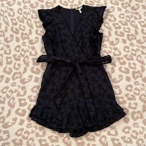 Rebecca Taylor. Black and Navy Romper. Lace. Size 6. Great Condition. Ruffles.